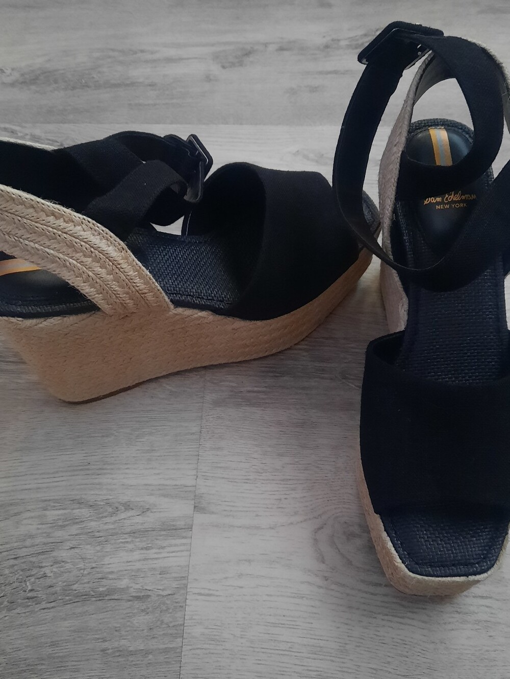 Sam Edelman Black Wedge Espadrille Sandals